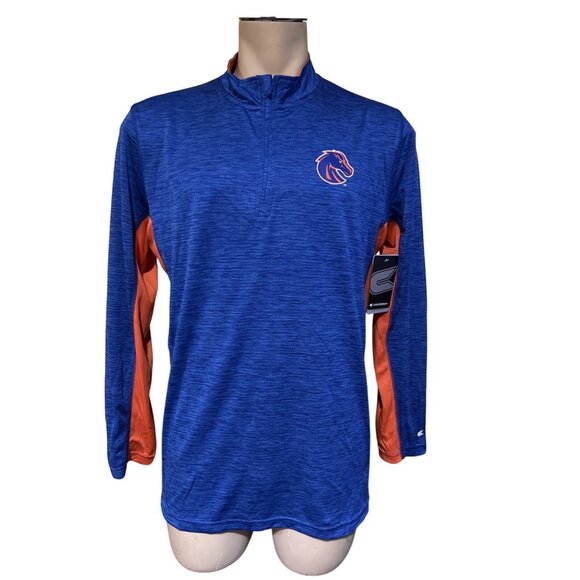 NEW Boise State BSU Broncos Colosseum Blue 1/4 Zip Shirt Men's L - Picture 1 of 8